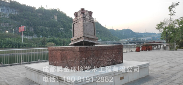 巴中印江州不锈钢印章狮子安装完成